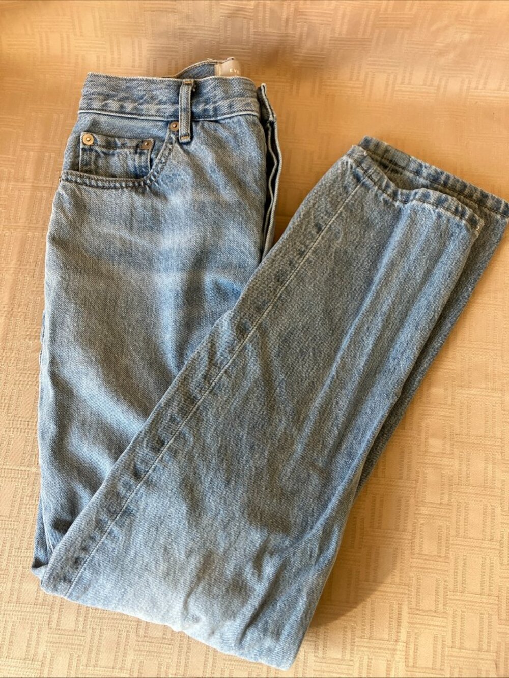 Everlane 90s Cheeky Ankle Jeans Light Wash Button Fly Straight Leg Sz 25R /0